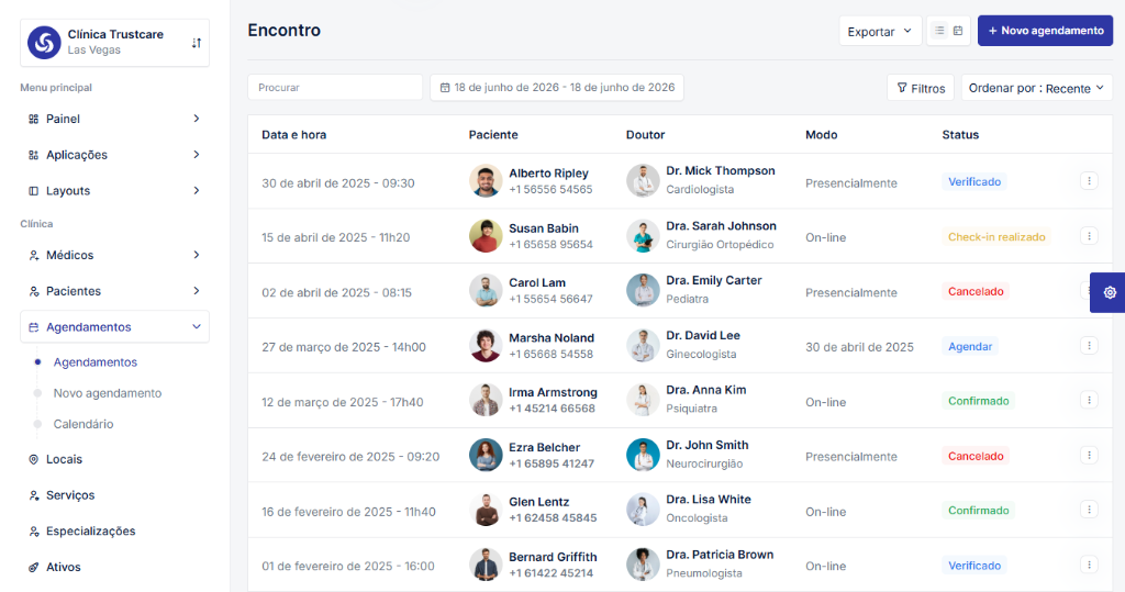 Painel de Agendamentos TrivoClinic